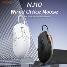 AJAZZ NJ10 Wired Mouse, Symmetrical Design, 3D Scroll Wheel, 6-Level Adjustable DPI 3600, Office Mouse/Gaming Mouse - View 1