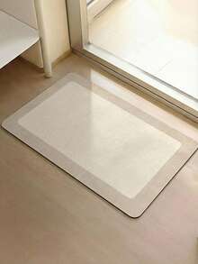 Minimalist Velvet Bathroom Rug With A Non-Slip, Absorbent, And Easy-Clean TPR Backing. - Khaki - View 2