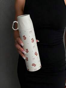 1pc 500ml/16.91oz Teddy Bear Series Insulated Cup, Cold-Preserving Cup With Drinkable Lid, Original Double-Wall Stainless Steel Water Bottle, Vacuum Flask Travel And Outdoor Cup, Gym And Outdoor Sports Cup, Flat Bottom Cup, Car Cup, Winter And Summer Drinkware, Holiday Gift, Birthday Gift - Multicolor - View 11