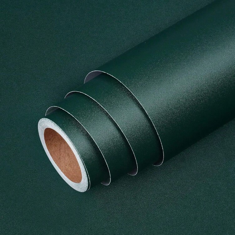 1 Roll Thickened Green Self-Adhesive Wallpaper - Matte Surface Moisture-Proof Contact Paper, Suitable For Kitchen, Wardrobe, Cabinet And Home Decor Stickers. - Green - View 5