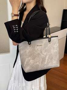 2026 New Commuter Tote Bag, High-End Fashion Casual Shoulder Handbag, Large Capacity Bag For Women - 灰色 - 查看 4