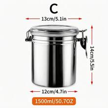 1pc Stainless Steel Airtight Coffee Canister With Clear Lid, Coffee Bean, Ground Coffee, Tea, Sugar & Dry Food Storage Container For Kitchen Pantry Countertop - View 13