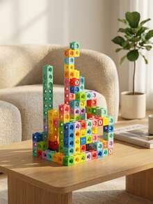 100pcs Building Blocks, Fun Cube Stacking Toys, Geometry Building Counting Blocks, Multi-Player Interactive Toys, Multi-Color, Assemble Into Different Shapes, Experience Unique Fun, Early Learning Educational Stem Toy Gift For Birthday/Halloween - Multicolor - View 8