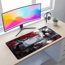 Bright Red Black Gray Marble Swirl Pattern Extra Long Mouse Pad, Non-Slip Rubber Bottom, Smooth Gaming Desk Mat, Suitable For PC Laptop, Office Home, Abstract Art Decor, Back To School Desktop Accessory, Office Supplies Mouse Pad Set - Mouse Pad - View 11