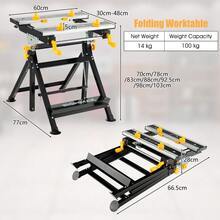 Portable Folding Work Table With Tiltable Platform, 7-Height Adjustment, 8 Sliding Non-Marring Clamps & 2 Rotary Clamping Handles - Compact Multifunctional Workstation For DIY, Crafting, Repair, And Hobby Projects - Black - View 3
