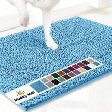 Chenille Runner Rugs Sizes - Sky Blue - View 1