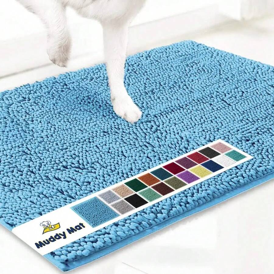 Chenille Runner Rugs Sizes - Sky Blue - View 1