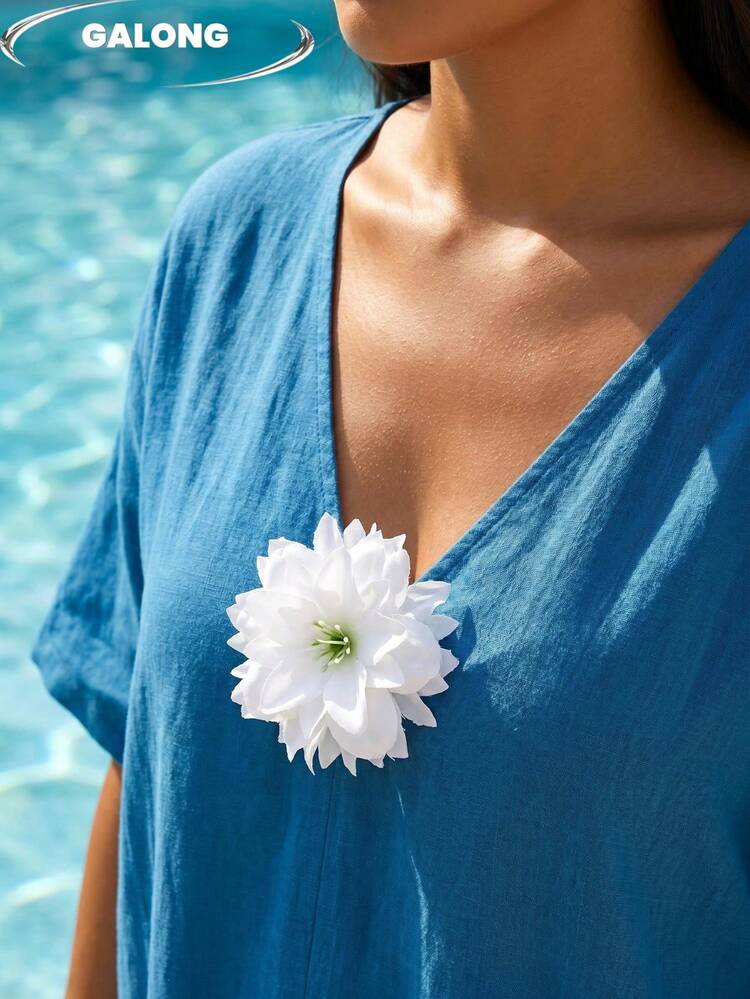 海島婚禮穿搭必備，性感風格 3D 仿真花胸針，高端度假拍照飾品，白色洋裝裝飾花 - A - 查看 11
