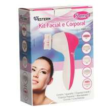 Kit 5 Em 1 Escova Massageador Eletrico Corpo E Rosto - Rosa chiclete - Visão 1