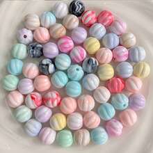 25pcs Acrylic 16mm Pumpkin Beads With Dual Color Gradient, DIY Handmade Bead String Mobile Phone Chain Pendant Material Jewelry Loose Beads - Multicolor - View 2
