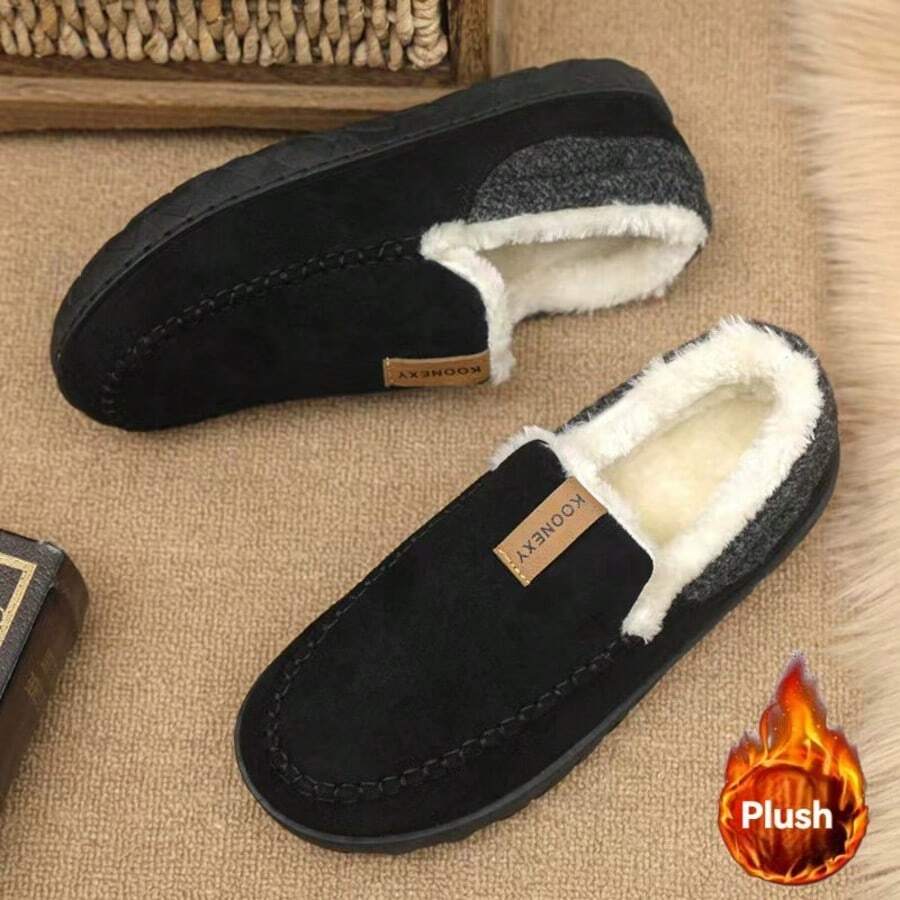 STARNOVO Men's Warm Plush Lined Loafers, Slip-On Soft House Slippers, Non-Slip Lightweight Winter Casual Shoes