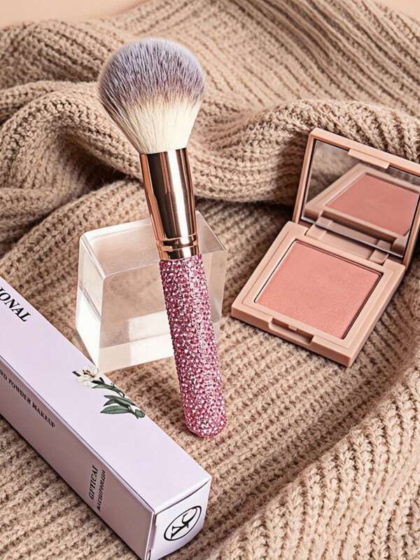 Rhinestone Makeup Brush, Blush Foundation Contour Concealer Powder Brush, Ultra-Soft Bristles, Suitable For Travel Date Party Photo Daily Makeup, Hand-Decorated Shiny Handle, Portable Single Makeup Brush, Luxury Facial Makeup Tool