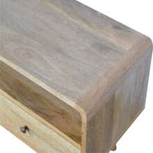 Solid Wood Curved Oak-Ish Media Unit, 2 Drawers And Open Slot, Brown On-Site - 1 - View 10
