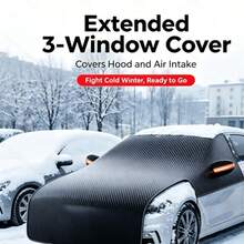 Universal Winter Windshield Cover – Snow, Ice And Frost Protection, Windproof Car Exterior Cover With Mirror Protection And Extended Wide Hood Cover - Half Car Cover - View 5