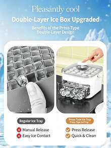 Press-Type Ice Cube Tray, Home Refrigerator Square Ice Cube Maker Box With Ice Scoop, Portable DIY Ice Cube Mold, New Non-Contact Ice Cube Mold - Multicolor - View 8