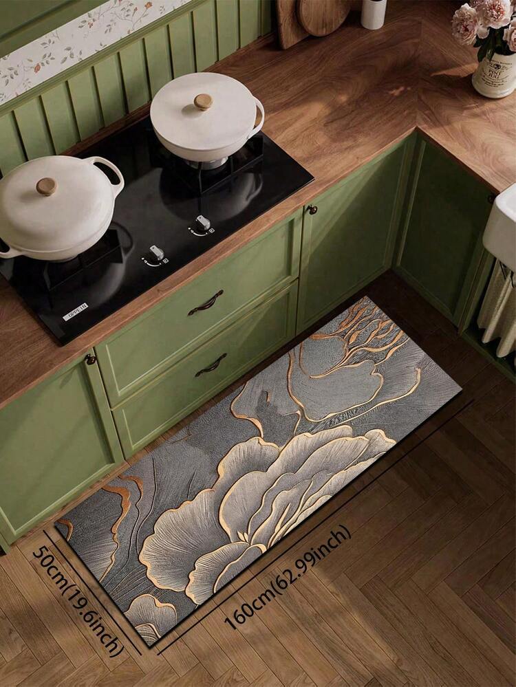 1 buah Keset Dapur Bertekstur Bunga Foil Emas 3D dari Tanah Diatom, Alas Karet Anti Selip Tahan Noda, Dapat Dipotong 3,5 mm, Cocok untuk Dapur, Kamar Mandi, Ruang Cuci, Menciptakan Suasana Rumah Cina yang Baru - MultiWarna - View 17