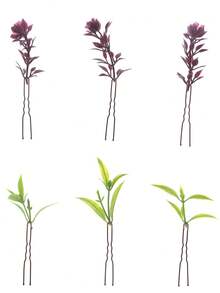 6 piezas/Set Horquillas para el cabello con forma de U con hojas de plantas artificiales, accesorios para el cabello de estilo bohemio para bodas y novias, accesorios de hadas para mujeres - Multicolor - Ver 15