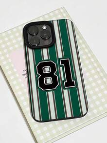 1件裝 條紋 #81 圖案美學圖形黑色液態直邊手機殼，適用於 iPhone 16/16Pro/16Plus/15/15ProMax/15Pro/11/12/13/14ProMax/11Pro/11ProMax/12Pro/12ProMax/13Pro/13ProMax/14Pro/14ProMax，軟殼頂級創意款 - 彩色 - 查看 2