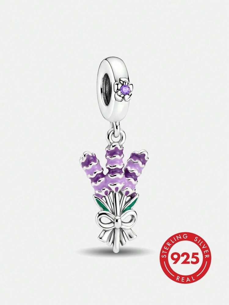 1 buah Liontin Lavender Perak Sterling 925 Bergaya, Cocok untuk Gelang Wanita, Kalung, dan Pembuatan Perhiasan DIY - Gaya 5 - View 1