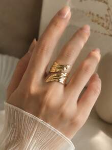3pcs Gold Abstract Open Ring Set - D065-1 - View 3