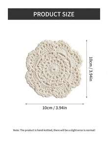 1/2/4/6/10pcs Vintage Coasters, Handmade Woven Heat-Insulating Pads, Creative Hollow Crochet Decorative Mats, Suitable For Drinks, Home, Living Room, Hotel, Housewarming Gift Ideas - Beige - View 8