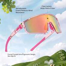 Windproof Sports Cycling Goggles, Shock Resistant Anti Sand Eyewear For Running Motorcycle Outdoor Sports - Pink - View 3