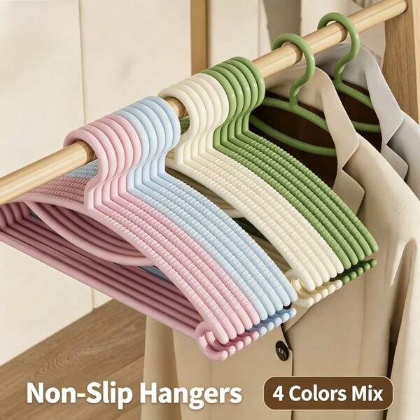 Plastic Hangers 5 Pack –  6lb Capacity Standard Clothes Hangers With Strap Hooks For Dresses, Lingerie, Shirts, Pants, And Jackets – Mixed Color