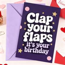 1件生日卡片，附信封邀請函「Flap Your Wings」幽默生日卡，適合生日慶祝派對禮物，加厚加大信封與卡片 - A - 查看 1