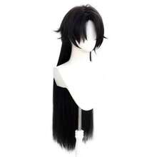 Xie Yuchen Cosplay 假髮－黑色翻層式動漫髮型，附仿真頭皮，耐熱 29 吋角色扮演假髮，附髮帽，適合日常配戴與展演會 - 黑色 - 查看 4