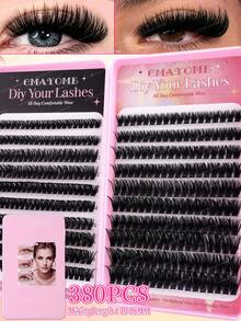 340/380/400pcs Mixed High-Density Eyelashes, DIY Natural Slim Eyelash Clusters, Easy To Wear, Reusable Single Eyelashes, Beautiful Eyelashes, Enlarged Eyes, Including Glue, Tweezers, Brushes, Suitable For Beginners, Back To School Season Eyelashes - Multicolor - View 19