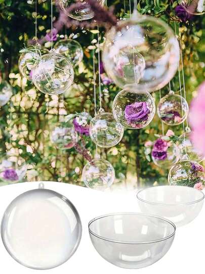 5pcs-Transparent Christmas Ornaments, Christmas Tree Hanging Ornaments, Christmas Balls, Open-Top Fillable Shatterproof Ornaments-Perfect For Home Decor, Gift-Giving, And Party Decorations; Ideal For Birthdays, Weddings, And Holiday Gifts