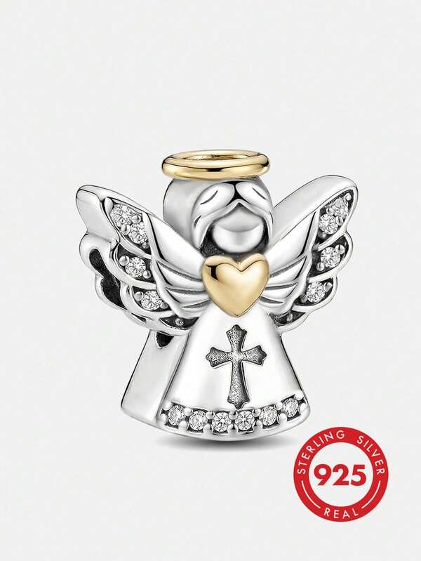 1pc Fashion 925 Sterling Silver Angel Wings Bead, Suitable For Women's Bracelets, Bangles, DIY Jewelry Making