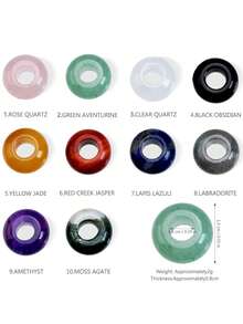 Yumfeel 10pcs Natural Stone Round Donut Pendants Large Hole-Size 8*14mm Natural Tiger's Eye Amethyst Lapis Lazuli Beads For Making Jewelry Keychain - 10pcs - View 3
