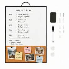 Shoze Magnetic Whiteboard With Frame & Handle, Lightweight Dry Erase Note Board For Kitchen, Office & School - With Corkboard - View 2