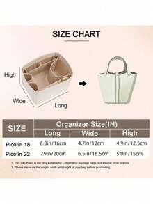 18 buah Alas Organizer Felt untuk Picotin 22, Tas Dalam Berkualitas Tinggi Kapasitas Besar, Organizer Tas Tote (Beige) - Krem - View 5