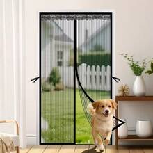 Summer Magnetic Screen Door With Storage Clasp, Heavy Duty Mosquito Door Curtain, Designed To Prevent Cat And Dog Scratches, Insect & Mosquito Protection, No Drilling Installation, Modern Striped Design - A - View 3