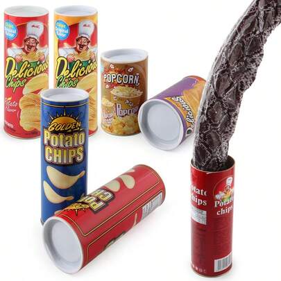 1pc Pop-Out Rubber Fake Snake Prank Toys In Potato Chip Can, Realistic Scary Gag Props, Funny Prank Gifts For April Fool's Day & Christmas Party