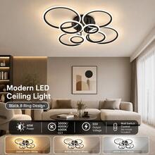 1pc Ceiling Light, Fashionable High-End Large Size High Brightness 8-Ring Metal Acrylic Ceiling Light, Suitable For Living Room, Dining Room, Bedroom And Other Scenes - Multicolor - View 14