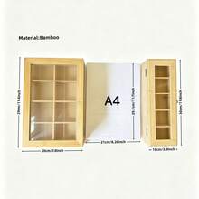 Bamboo Tea Storage Box With Magnetic Lid - Transparent Acrylic Window For Easy Viewing - Durable Wooden Tea Container With 8 Adjustable Compartments - Wooden Finish, Stackable, Suitable For Tea Bags, Multi-Purpose Storage Box - Bamboo Wood Color - View 8