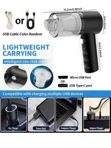 Handheld Vacuum Cleaner For Pet, USB Charging, Compact And Mini, Designed For Various Cleaning Tasks, Suitable For Computer Cleaning, Home Dusting , Car , Pet Hair Use Compact Vacuum Cleaner - Black - View 5