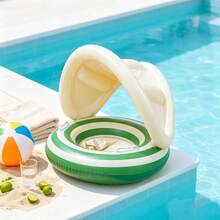 1PC Vintage Lollipop Pool Float, Pool Float With Canopy And Seat, Inflatable Swim Ring With Handles, Back To School - Multicolor - View 10