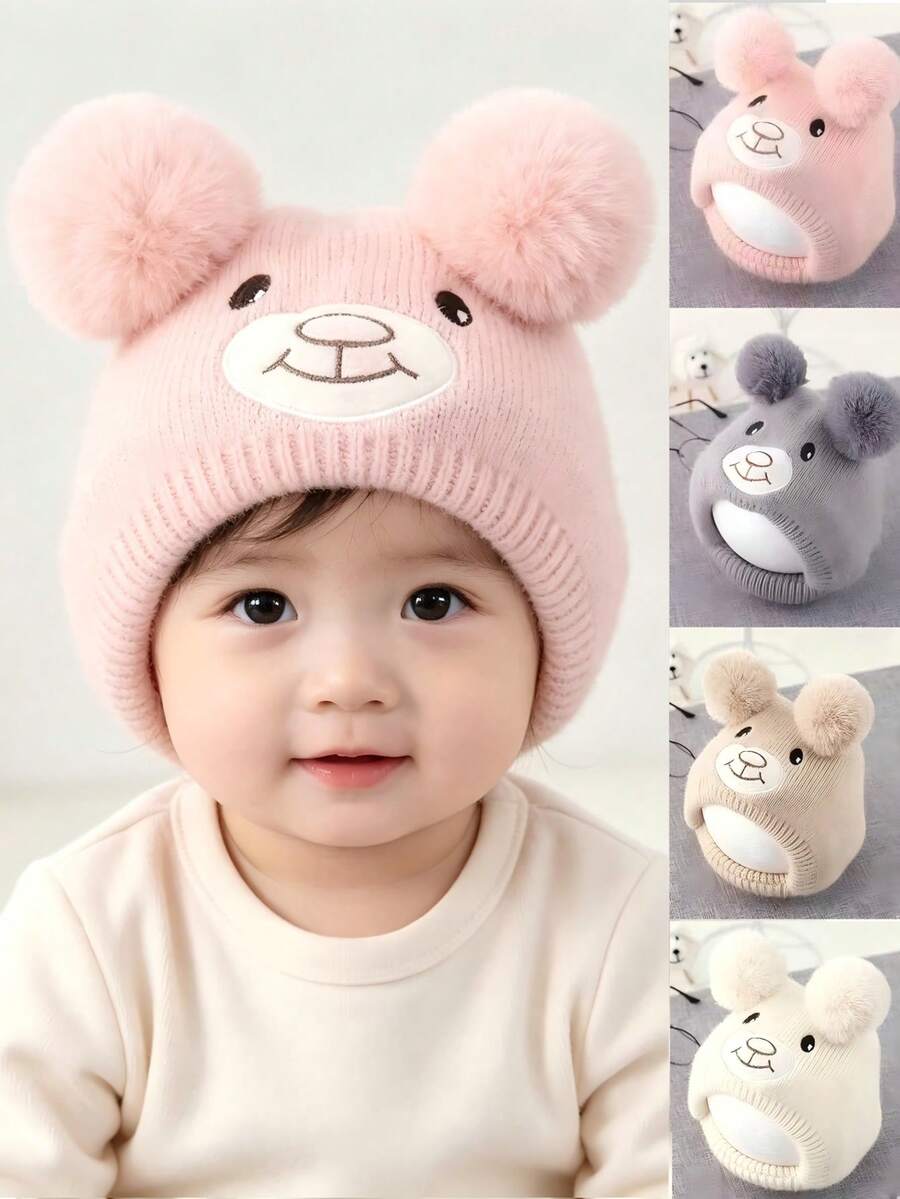 Gorro de punto con orejeras de dibujos animados lindos para niños unisex, otoño/invierno, gorro de lana para bebé y niño pequeño - Multicolor - Ver 1
