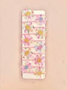 12/24/36pcs Random Mixed Gradient Transparent 8-Petal Flower Hair Ties, High Elasticity Flower Hair Bands For Kids, Back To School - Multicolor - View 3