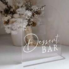 1pc Acrylic Dessert Bar Sign, Elegant Arch Design, Can Be Used Independently As Tabletop Decor, Suitable For Weddings, Holidays, Parties Or Home, Fashionable Countertop Sign, Tabletop Decoration - C - View 7