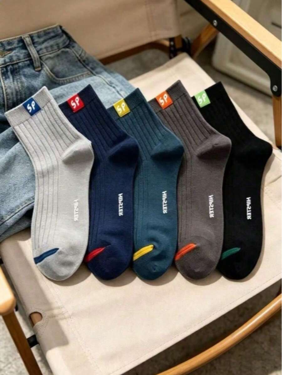 1/5/10 pares de calcetines de media caña para hombre marca SP, calcetines deportivos anti-olor y de absorción de humedad - Multicolor - Ver 1