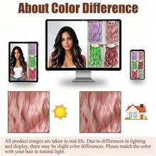 1pc Wavy Synthetic Hair Extension With Clips, Suitable For Adding Colorful Highlights, Anti-Frizz Design, Perfect For Summer Street Style, Halloween Eye-Catching Accessory - Multicolor - View 6