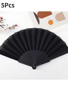 Large Folding Hand Fan, 43cm/16.93in Wide Portable Plastic Frame Dance Fan, Lightweight Foldable Cooling Accessory, Suitable For Men And Women, Black, White Or Random Mixed Color Optional, 1, 2, 3, 5 Or 10pcs, Suitable For Parties, Weddings, Performance Costumes, Events - Multicolor - View 26
