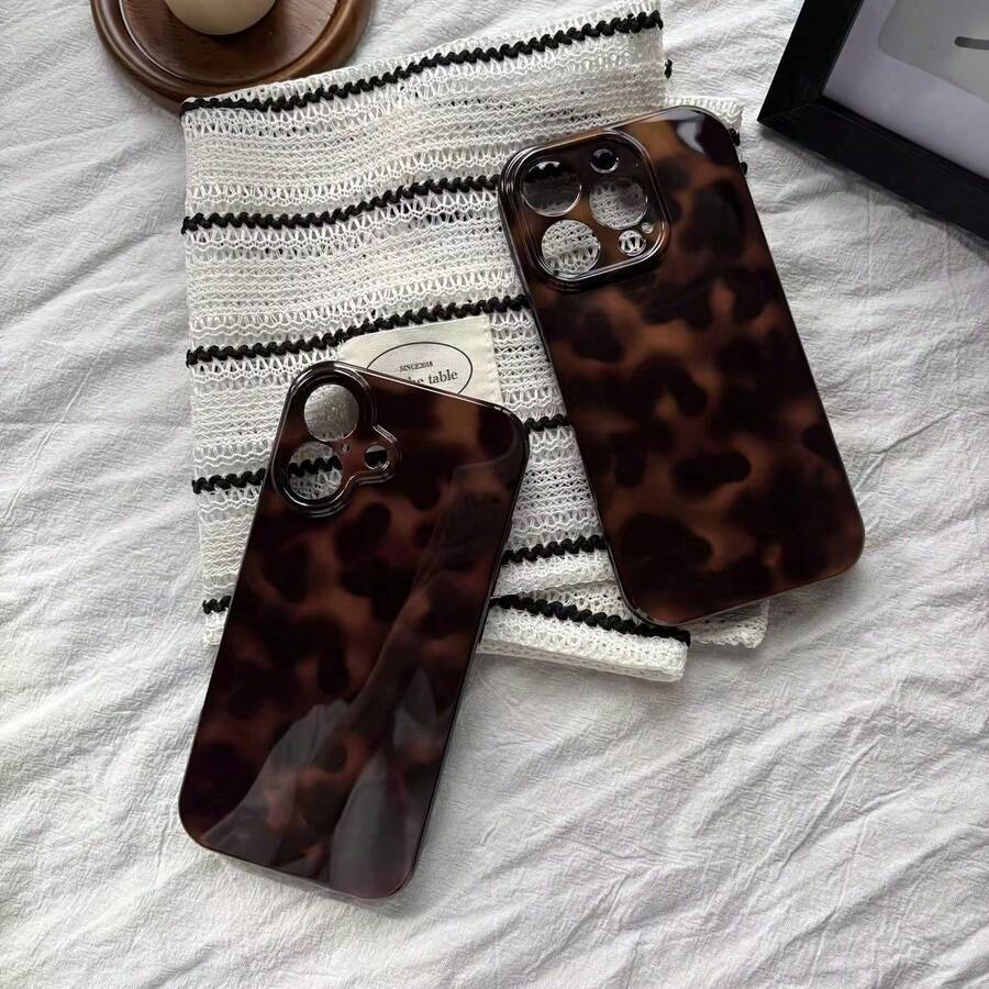 時尚豹紋漸層亮面手機殼，四季適用，相容 iPhone 17 Pro Max/17 Air/17e/16e/16 Pro Max/15 Pro Max/14 Pro/13 Pro/12/11，個性化手機殼/男款手機殼/女款手機殼