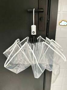 1pc Transparent Folding Umbrella, 8 Ribs, Waterproof & Windproof, Durable & Portable, Manual Open/Close, Minimalist Style, Unisex - A - View 5