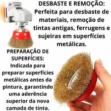 Kit 2 Escovas Aço P/ Esmerilhadeira Lixadeira Copo 100mm M14 Trançada e Latonada - Vermelho - Visão 2
